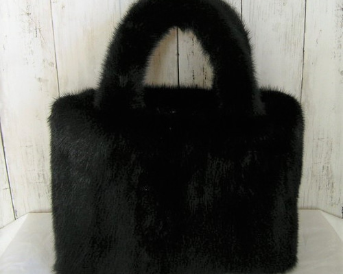 ハンドメイド・リメイクサファイアミンクバッグ ご好評につき追加】サファイアミンクファー バンブートートバッグ