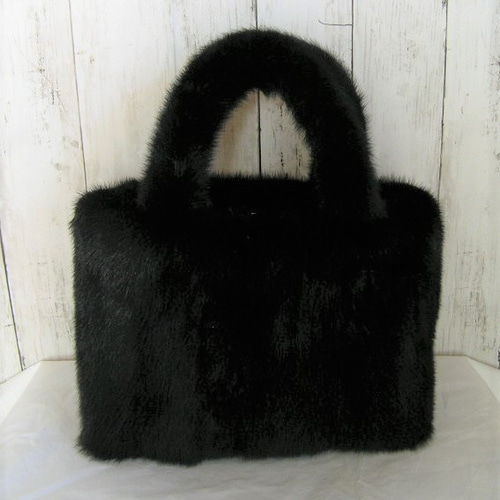 new antique fur ¶ ブラックミンクファー長方形底トートバッグ トート  