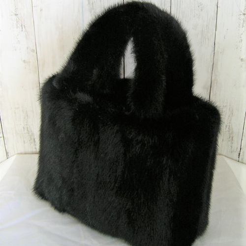 new antique fur ¶ ☆受注生産☆ブラックミンクファー長方形底トート