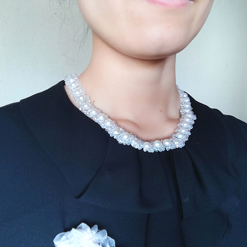 ラッピング無料☆ガラスの花飾り クリスタル×パール