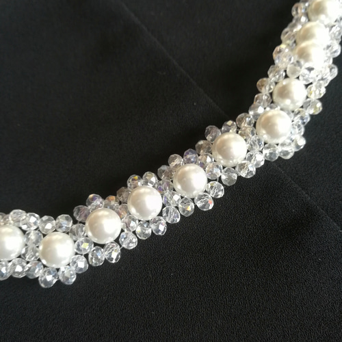 ラッピング無料☆ガラスの花飾り クリスタル×パール ウェディング