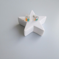Color　chip　earring　【ORANGE×TURQUOISE】 2枚目の画像