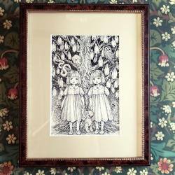 原画 “鈴のなる樹” ペン画 額装済み イラスト Ayumi Noda 野田 歩 通販