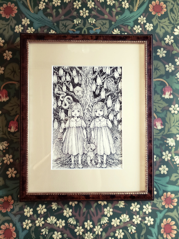 原画 “鈴のなる樹” ペン画 額装済み イラスト Ayumi Noda 野田 歩 通販