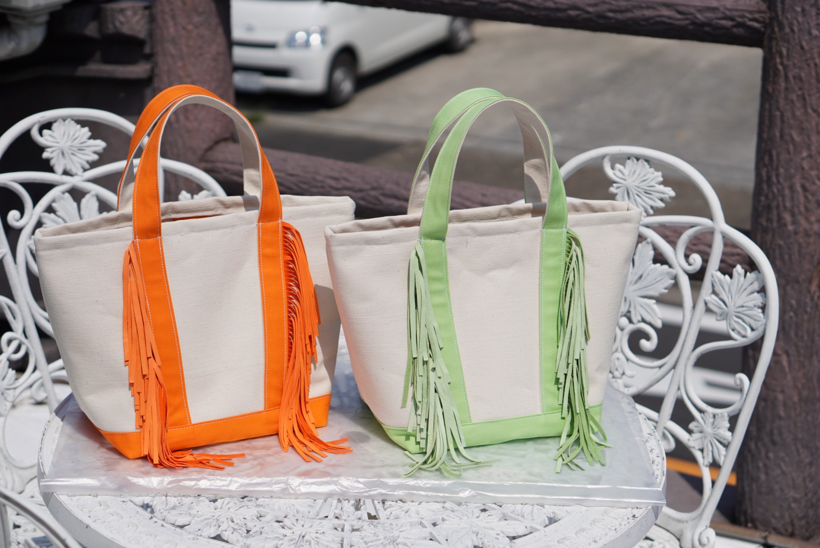 【Ｃreema限定】親子リンクコーデ 選べる18色 フリンジバッグ トートバッグ 帆布 キャンバス フリンジ