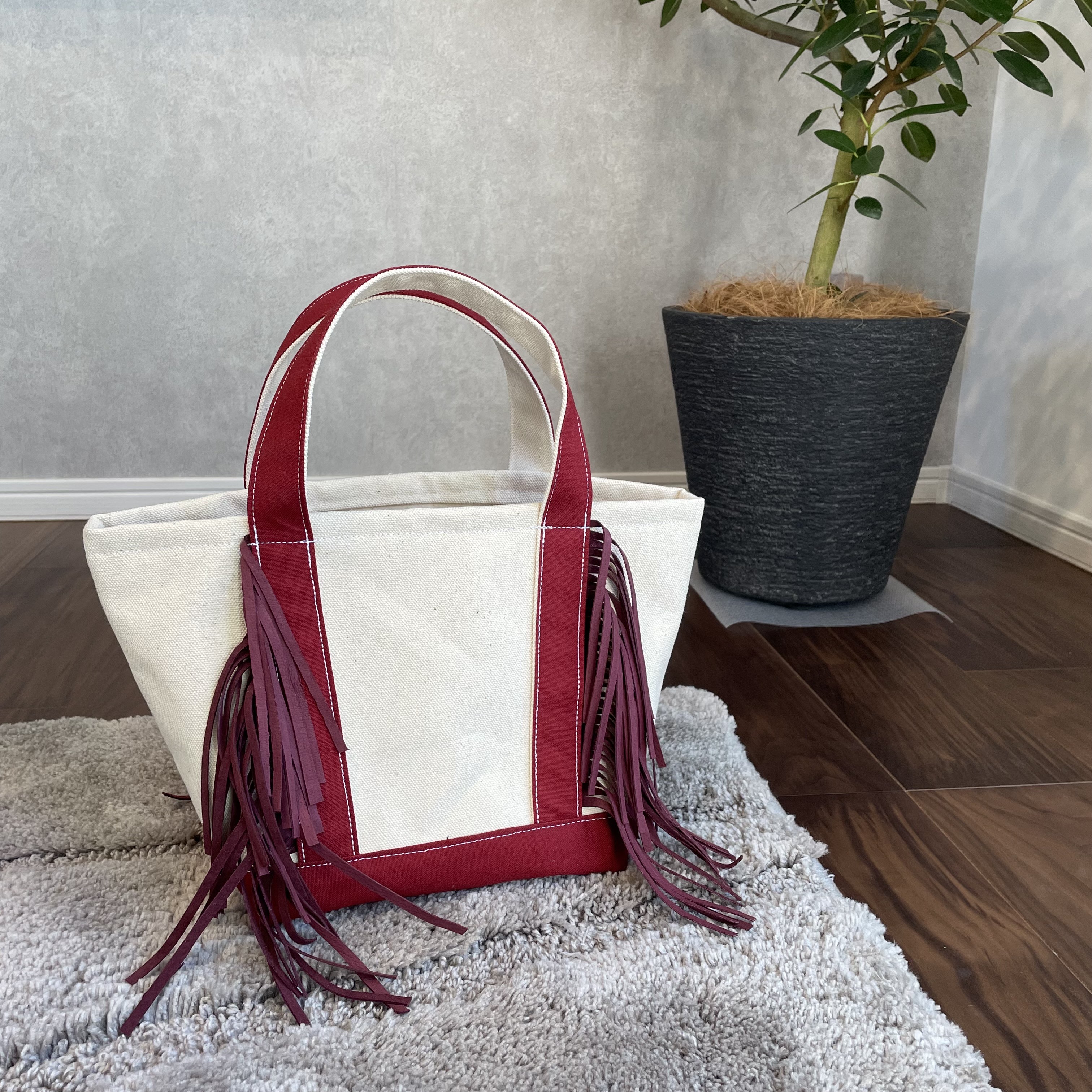 オーダー受付中.*･ﾟ フリンジバッグ トートバッグ 帆布 キャンバス フリンジ