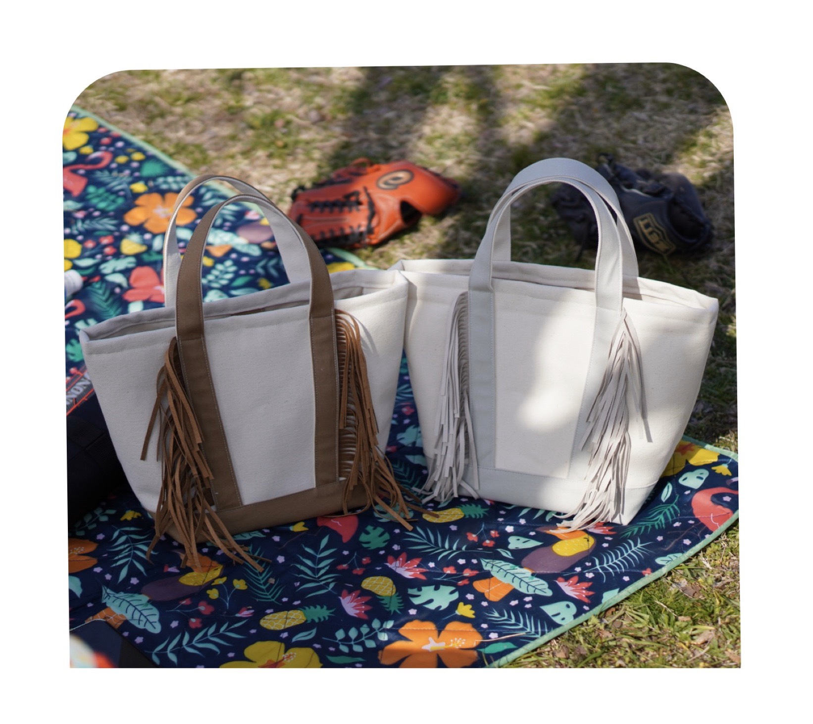 オーダー受付中.*･ﾟ フリンジバッグ トートバッグ 帆布 キャンバス フリンジ