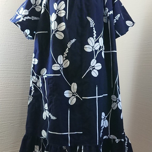 早割』母の日特別企画 ゆかたで涼しく☆浴衣生地 藍に白の萩の花 