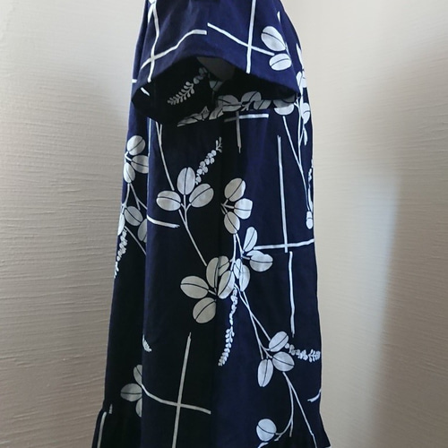 早割』母の日特別企画 ゆかたで涼しく☆浴衣生地 藍に白の萩の花