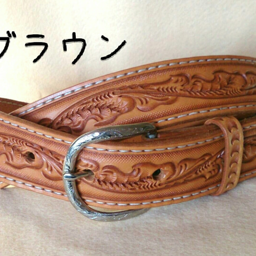 レザーカービングベルト ウエスタン 小物・ファッション雑貨