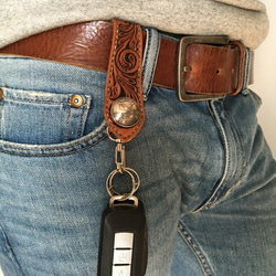 レザーカービングキーホルダー キーリング 革工房 Carpe diem レザーカービングキーホルダー キーリング 革工房 Carpe diem