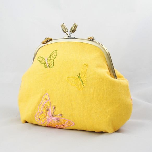 バタフライ刺繡ゴールドバッグ 2枚目の画像