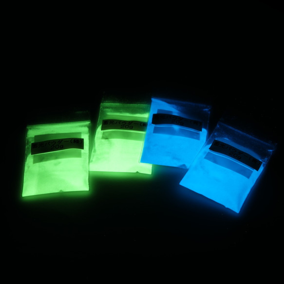 【ハンドメイド資材】高輝度蓄光パウダー20g(青,緑) Phosphorescent powder 6枚目の画像