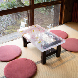 桜のレジンテーブルVol.1「桜吹雪」（ローテーブル） 6枚目の画像