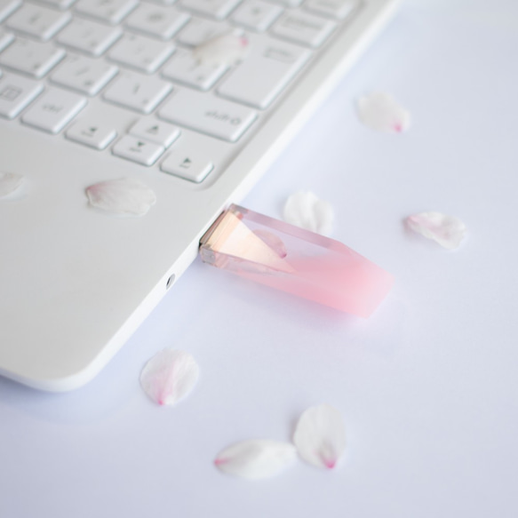 春の透明USBメモリ【桜色メモリーズMk.Ⅱ】(32,64GB) 2025年開花東京産ソメイヨシノを使用 4枚目の画像