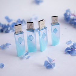 梅雨の透明USBメモリ【紫陽花Rainwater】(64,128GB) 10枚目の画像