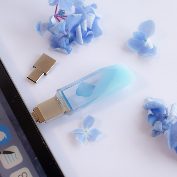 梅雨の透明USBメモリ【紫陽花Rainwater】(32,64GB) 11枚目の画像
