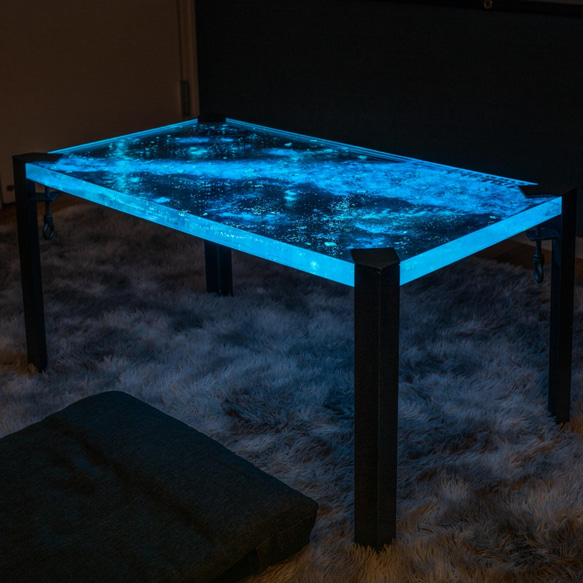 【星空のテーブル】Starry sky resin table of nightglowローテーブル,ダイニングテーブル 6枚目の画像
