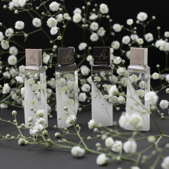 カスミソウの透明USBメモリ【カスミソウPureWhite】(32,64GB) 7枚目の画像