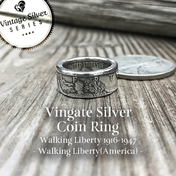 [Sumii様のルーム] 純銀 ウォーキングリバティー コインリング 指輪 シルバーコインリング Walking Liberty(自由の女神) (受注制作