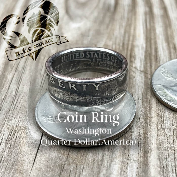 ペアコインリング Half & Quarter Dollar -Kennedy & Washington-(受注制作) 6枚目の画像