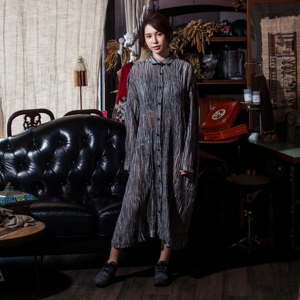 麻100％PLANT FIBER長袖ロングシャツOP_CD010