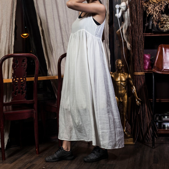 純苧麻洋裝無袖背心傘狀裙100%RAMIE DRESS ONE PIECE_CD003 第4張的照片
