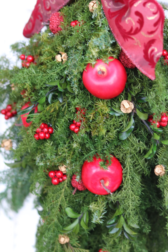 新作　クリスマス　真っ赤なリンゴのスワッグ【ボヌール】約長さ65cm前後　受注販売 5枚目の画像