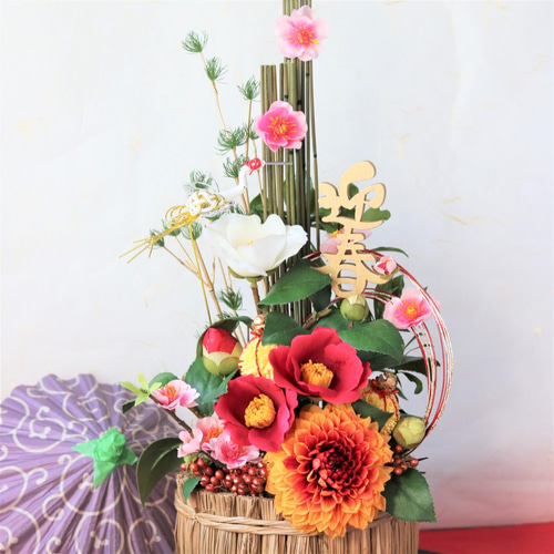 新作【送料無料】 数量限定 特大サイズ お正月飾り レッド系 オレンジ