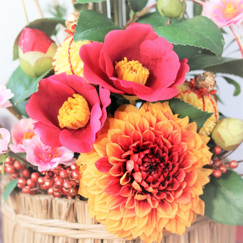 新作【送料無料】 数量限定 特大サイズ お正月飾り レッド系 オレンジ