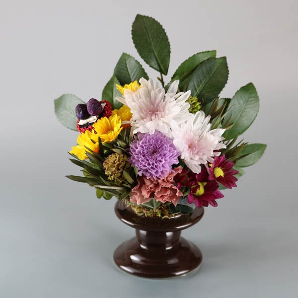 【仏花】お供えプリザーブドフラワー香蓮　【小菊の入った可愛いパープル系おはぎ有り】お盆、お彼岸、ギフトにおすすめ♪