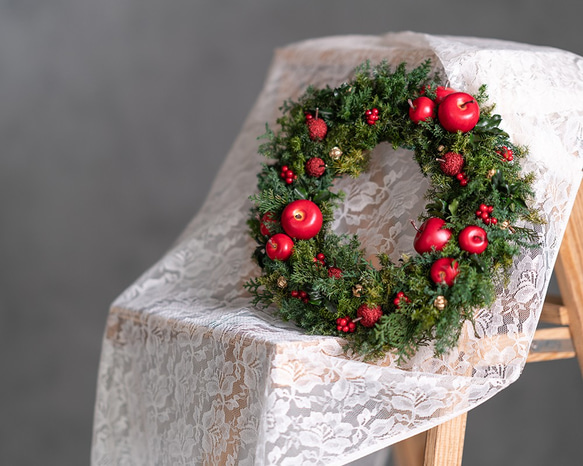 ファミリア　リンゴ　リース　飾り　クリスマス bicolore_ferk01