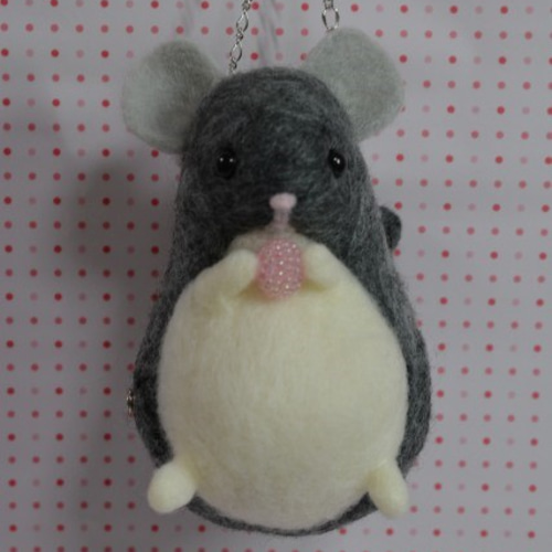 チンチラがま口グレー♪ 羊毛フェルト なつ 通販 2597989｜Creema