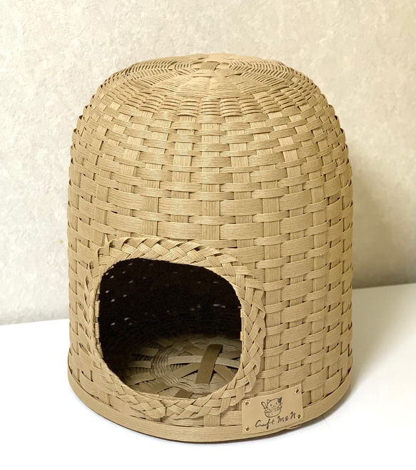 未使用　猫ちぐら　大サイズ　　猫ちゃん安心の天井穴無しのドーム型 受注製作】猫ちゃん快適♡ドーム型ねこちぐら☆入り口はサークル型♡夏