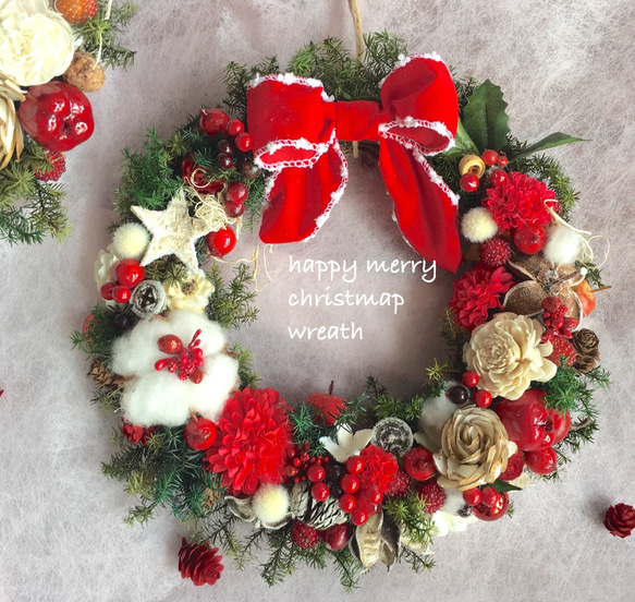 Happy Christmas wreath 25cm 1枚目の画像