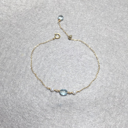 14KGF輕珠寶-沁涼 海水藍寶可調手鍊 第1張的照片