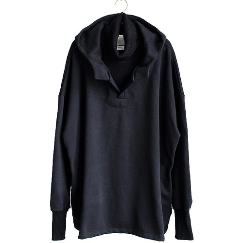 リブニット切り替えタートルネック裏起毛スウェットビッグパーカー