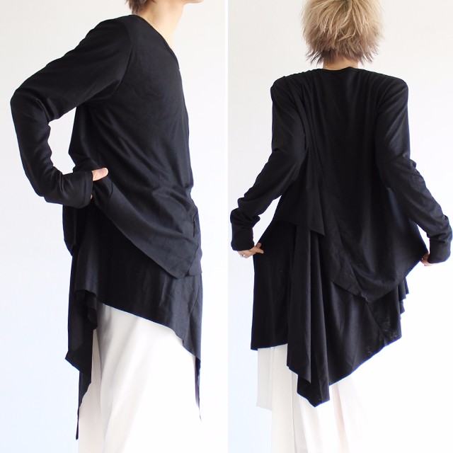 ランダム切り替えフェイクレイヤードアシメカットソー