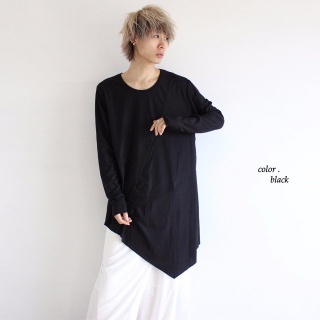 ランダム切り替えフェイクレイヤードアシメカットソー