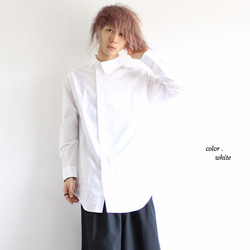 【美品/F】NO ID. ブラック アシンメトリーギャザーロングドレスシャツ アシンメトリーカラーロング丈ドレスシャツ シャツ albino 通販