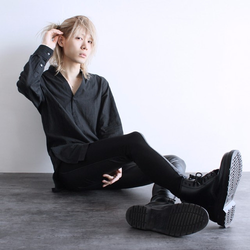 PUレザー切り替えスキニーレギンスパンツ ロングパンツ albino