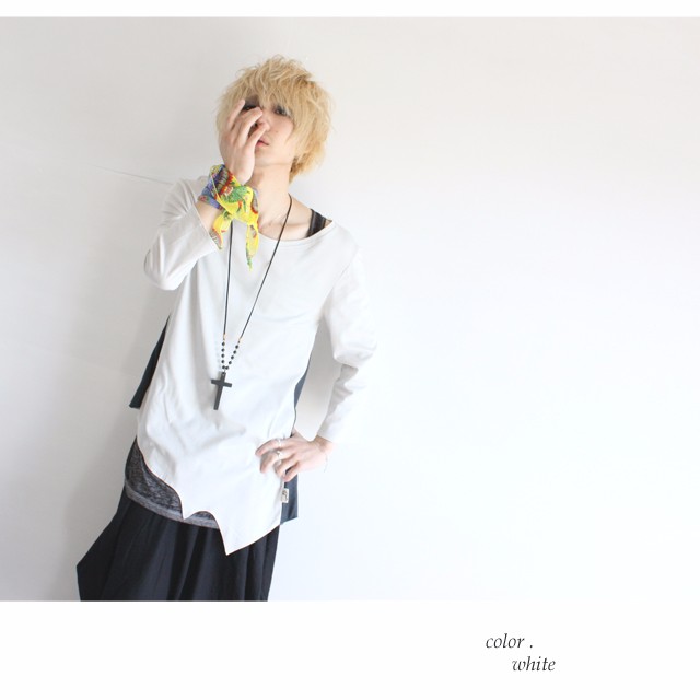 切り替えデザイン変形アシンメトリーカットソー