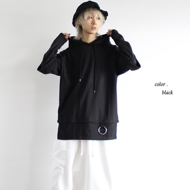 キーリング付きフェイクレイヤードビッグパーカー