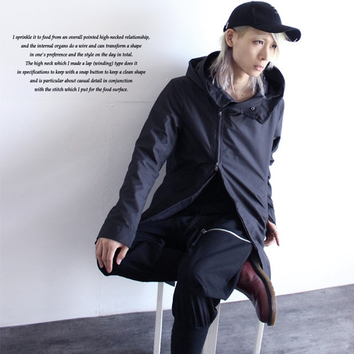 燕尾デザインラップ型ハイネックミリタリーコート コート albino