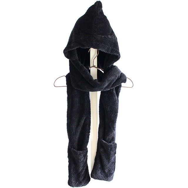 先端ポケット×フード付きボアマフラー