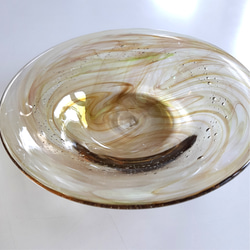 混色　ガラスの皿　泡　黄✕茶✕紫 3枚目の画像