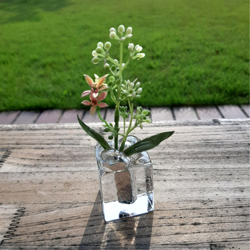 大正ガラス 水色縁 アイスペール 氷入れ 花器 ロックアイスみたいな