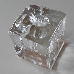 【再販】ロックアイスみたいな一輪挿し（細丸い口）　ガラス　氷　透明 3枚目の画像