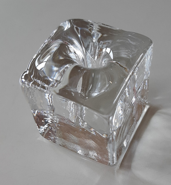 【再販】ロックアイスみたいな一輪挿し（細丸い口）　ガラス　氷　透明 3枚目の画像