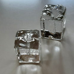 【再販】ロックアイスみたいな一輪挿し（細丸い口）　ガラス　氷　透明 5枚目の画像